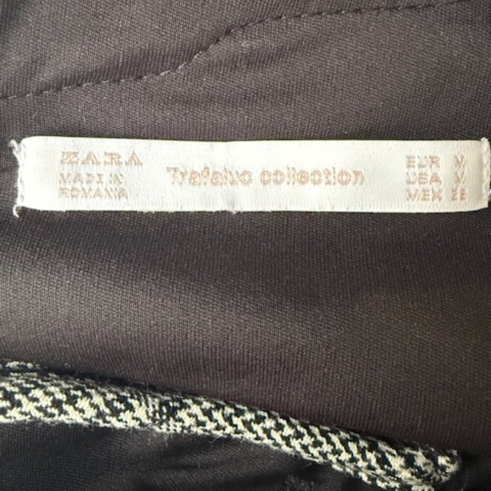 Zara Women TRF Collection Dress Black White Plaid Lace Trim Slip Mini Medium EUC - Picture 14 of 16